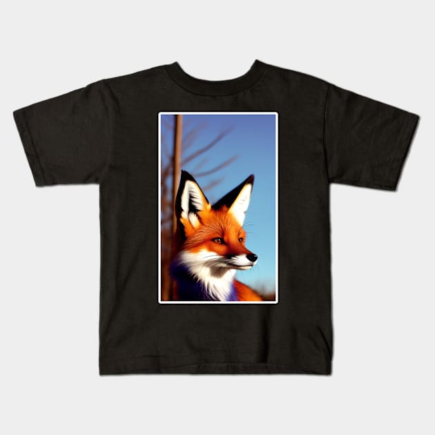 Realistic Red Fox Kids T-Shirt by Toribit